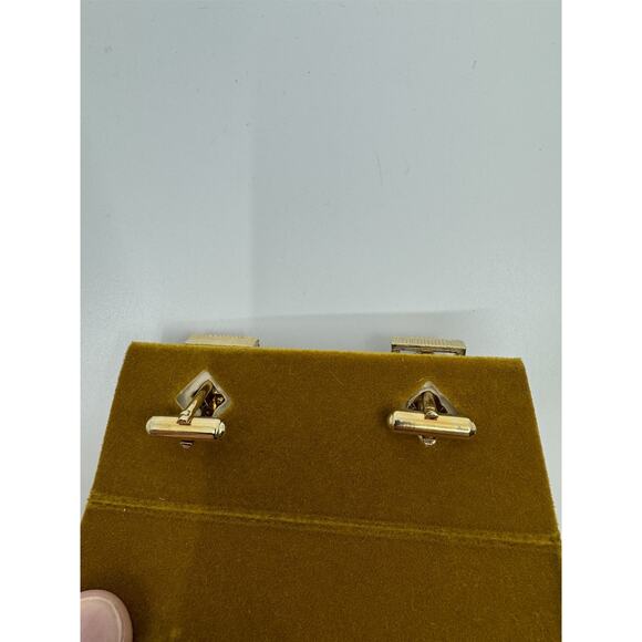 Vintage Swank March Aquamarine Blue Gold Tone Cufflinks & Tie Pin Set in Box - Picture 7 of 12